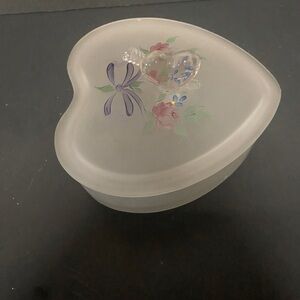Vintage Westmoreland Frosted Glass Heart Shaped Trinket or Candy Dish